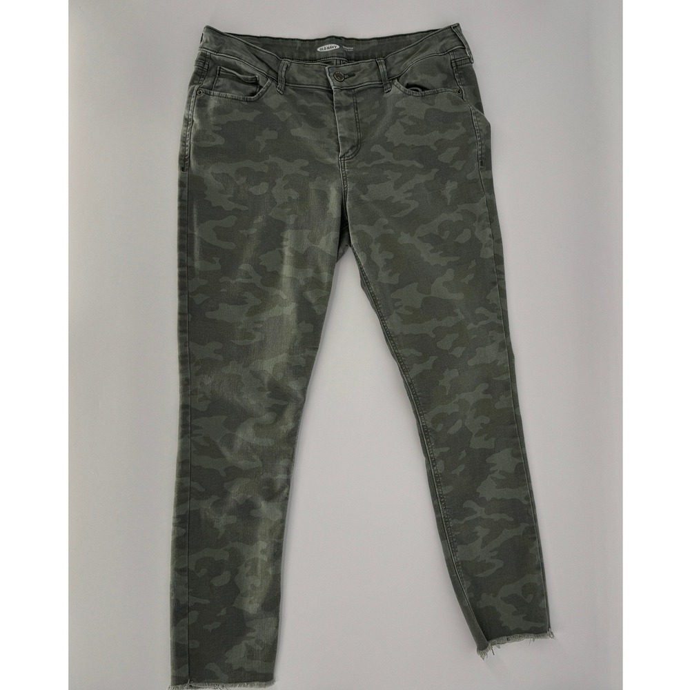 Old Navy Rockstar Super Skinny Camo Pants Womens 10 Raw Hem Military Utility